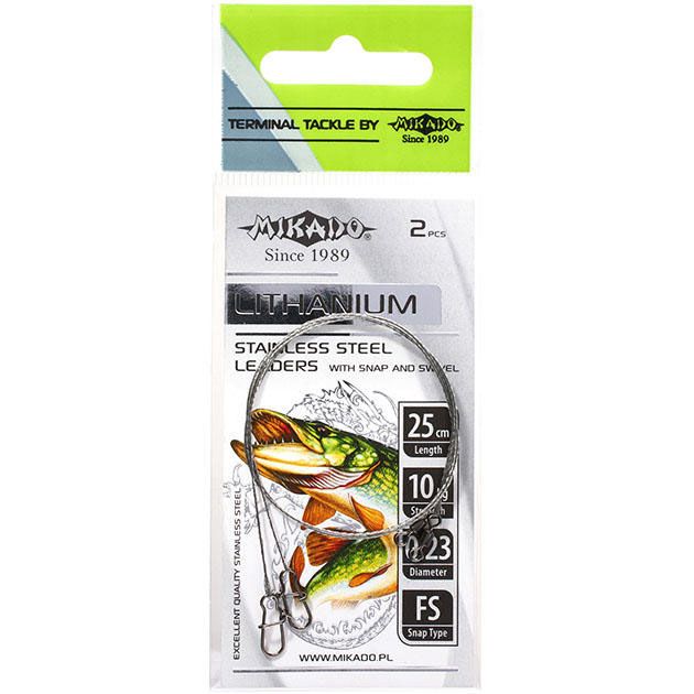 

Рыболовный поводок Mikado 35 см, 5 кг, сталь, 2 шт., Серебристый, Lithanium
