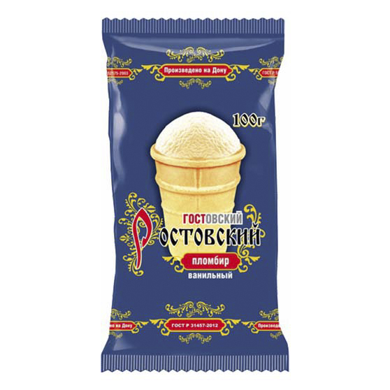 

Мороженое пломбир Ростовский ГОСТовский ванильный бзмж 15% 100 г