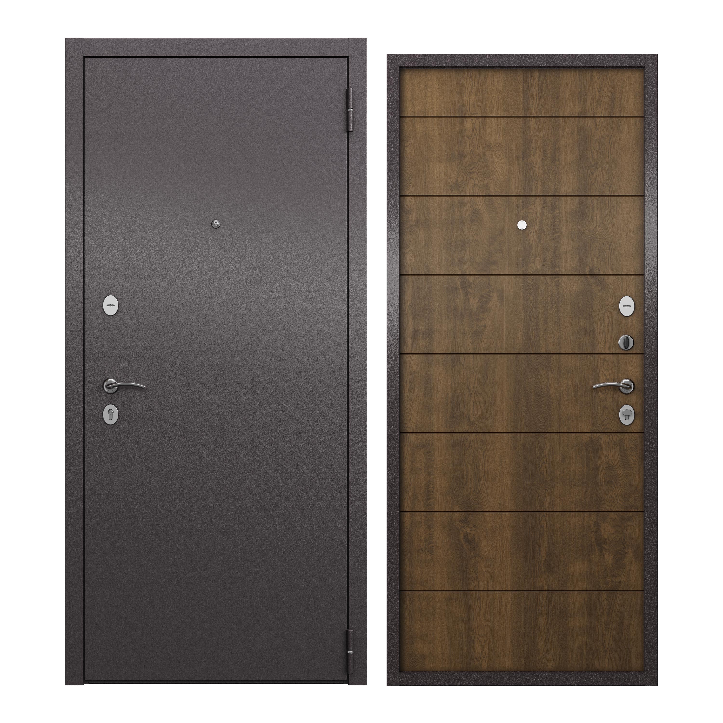 фото Дверь входная для квартиры proline металлическая apartment 960х2050, правая, коричневый