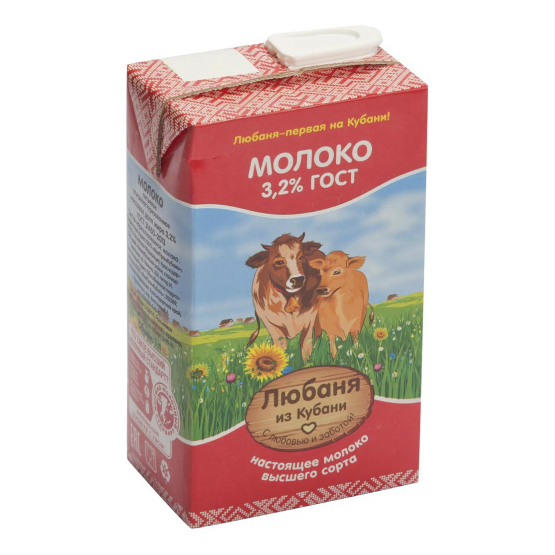 

Молоко 3,2% ультрапастеризованное 1 л Любаня из Кубани бзмж