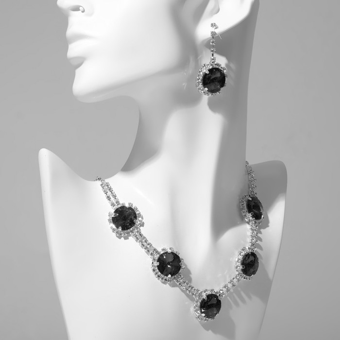 

Комплект (колье, серьги) из бижутерного сплава Queen Fair 9690748, акрил, стразы, 9690748