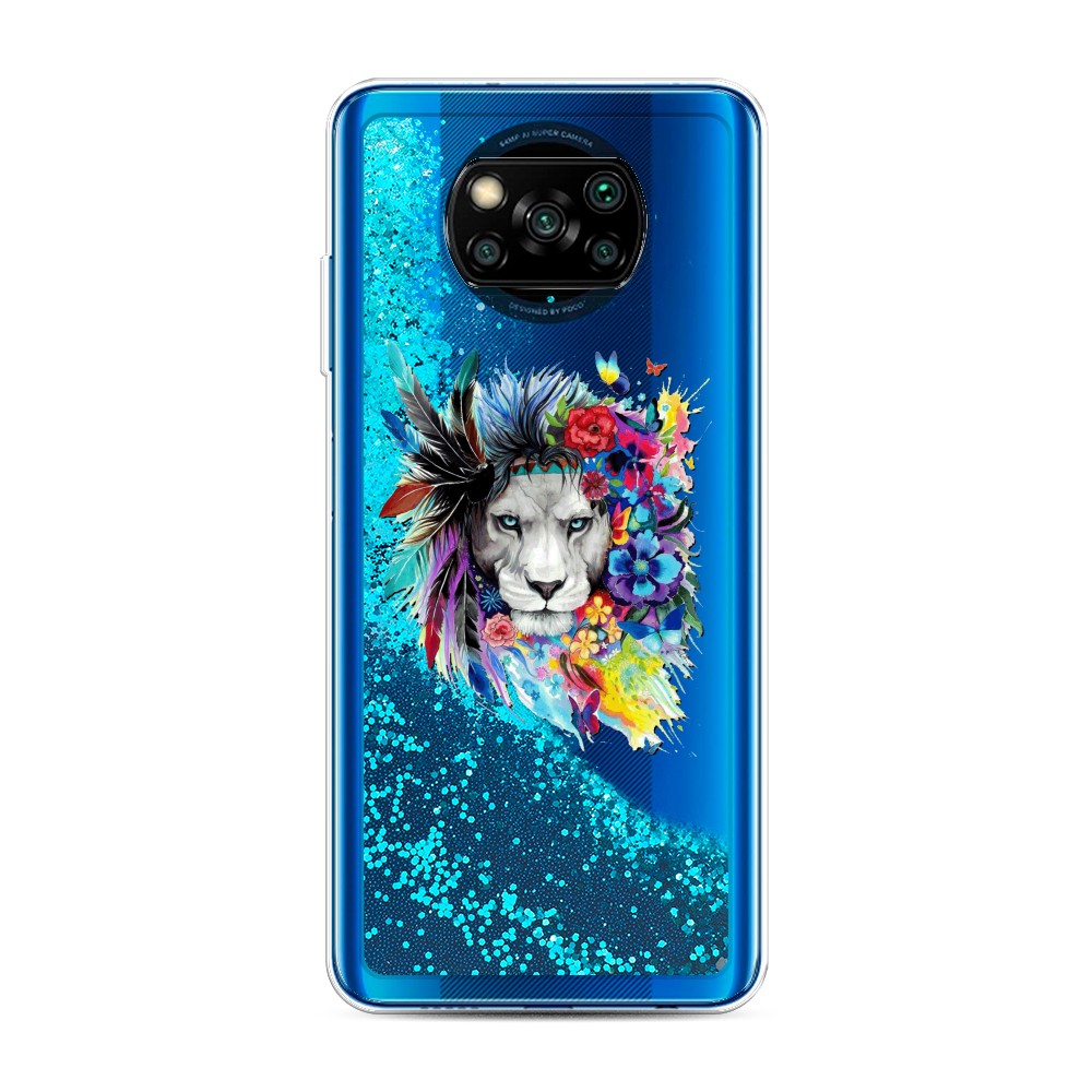 

Жидкий чехол с блестками "Гавайский лев" на Xiaomi Poco X3 NFC, 39293-1
