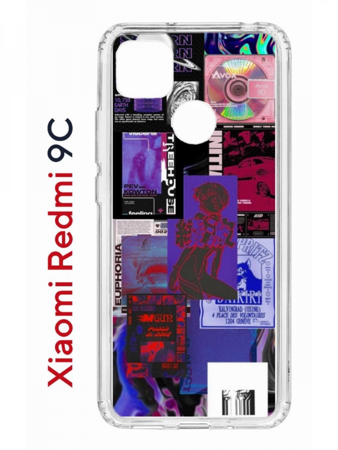 фото Чехол на redmi 9c kruche print стикеры киберпанк,противоударный бампер с защитой камеры кruче