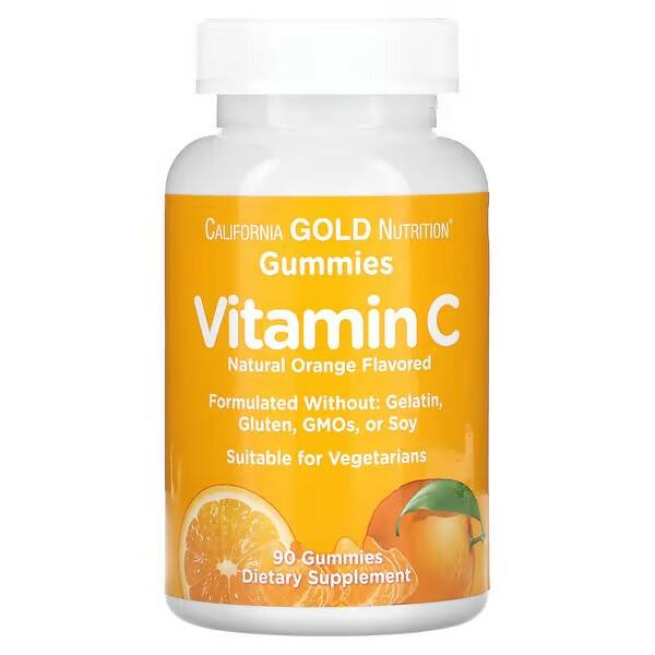 Жевательные таблетки с витамином C California Gold Nutrition апельсин без желатина 90 шт.