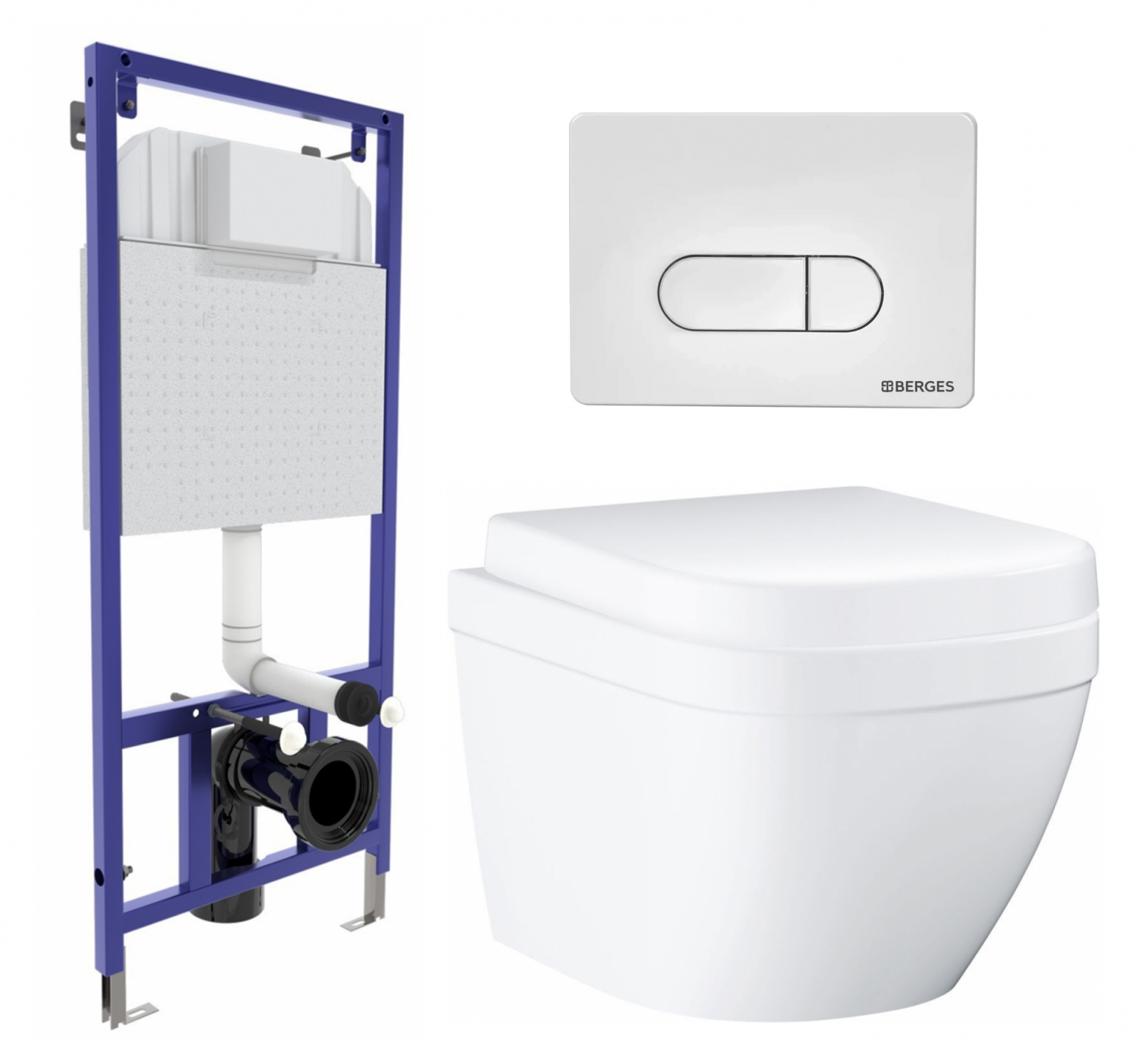 

Комплект: инсталляция Berges Wasserhaus Novum + унитаз Euro Ceramic + кнопка белая, 558774