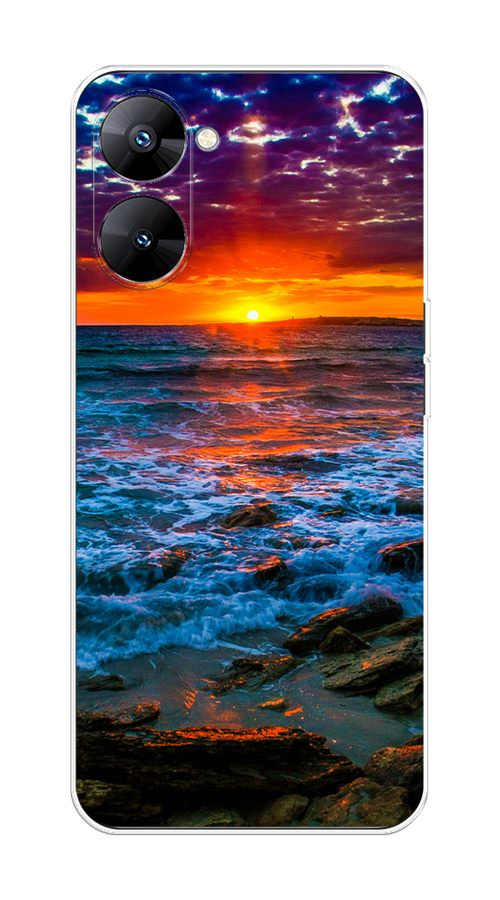 

Чехол на Realme V30 5G/V30T 5G "Закат 1", Оранжевый;синий, 2513550-2