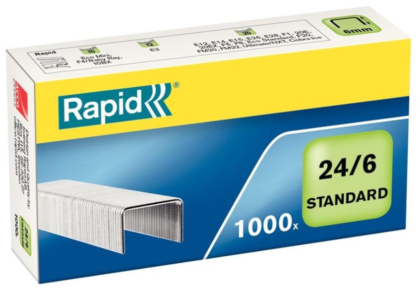 

Скобы для степлера "Rapid", №24/6, оцинкованные, 1000 штук