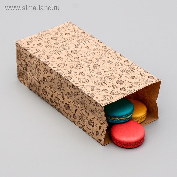 

Пакет бумажный фасовочный Праздничный, 12 х 8 х 24 см(20 шт), Бежевый