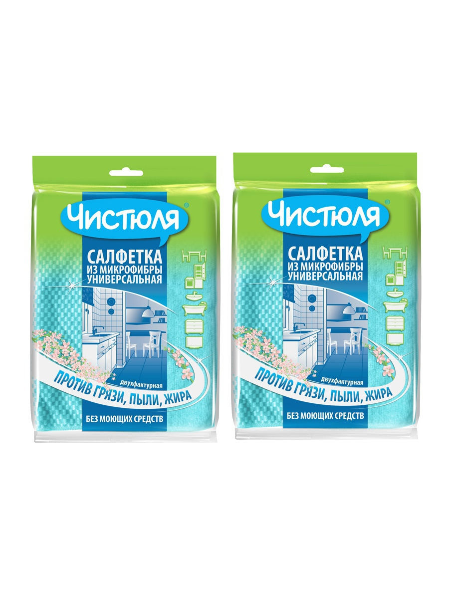 

Салфетка Чистюля для уборки универсальная1 шт в уп2 уп