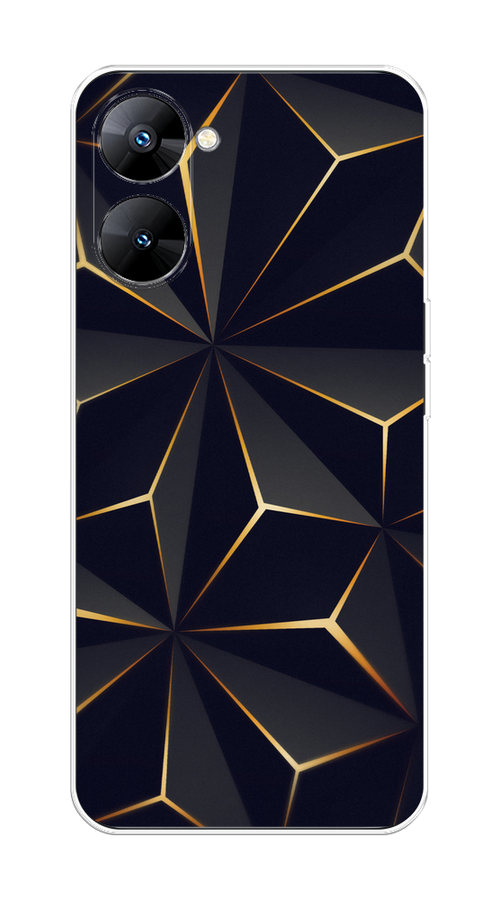 

Чехол на Realme V30 5G/V30T 5G "Черные полигоны", Золотистый;черный, 2513550-3