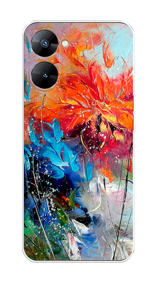 

Чехол на Realme V30 5G/V30T 5G "Абстрактные цветы", Оранжевый;синий, 2513550-4