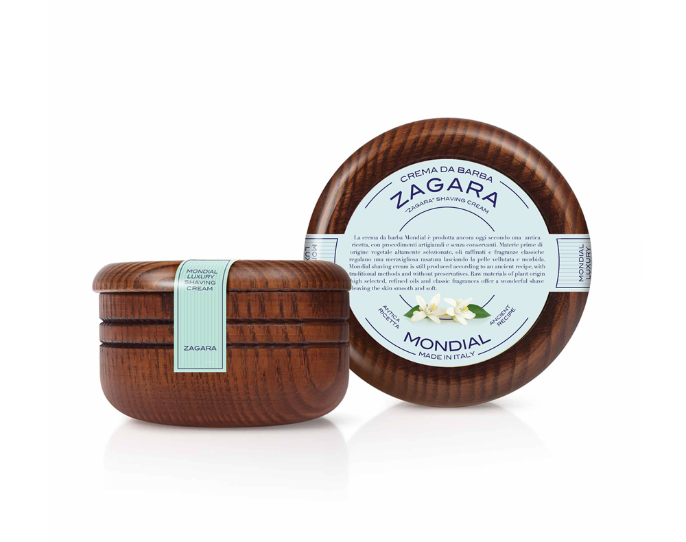 Крем для бритья Mondial ZAGARA с ароматом флёрдоранжа, деревянная чаша, 140 мл, CL-140-Z
