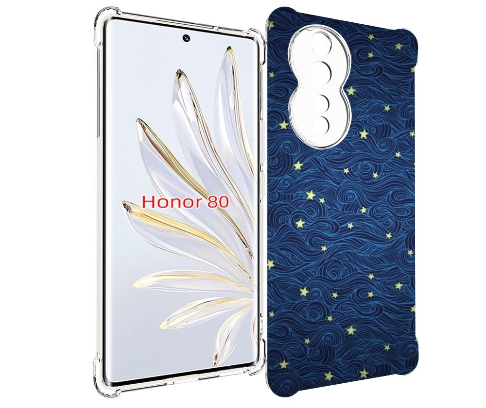 

Чехол MyPads волны с звездами акварель для Honor 80, Прозрачный, Tocco