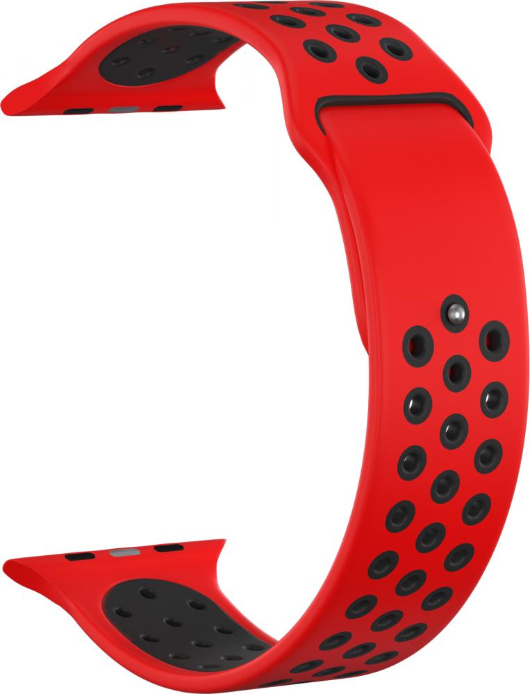 

Ремешок силиконовый GSMIN Sport Edition для Apple Watch 38/40mm (Красно-черный)