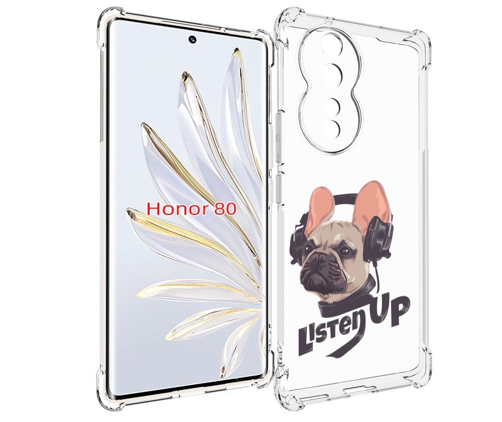 

Чехол MyPads бульдог-слушает-музыку для Honor 80, Прозрачный, Tocco