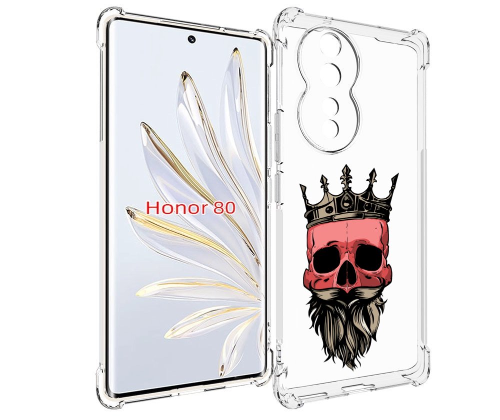 

Чехол MyPads бородатый красный череп мужской для Honor 80, Прозрачный, Tocco