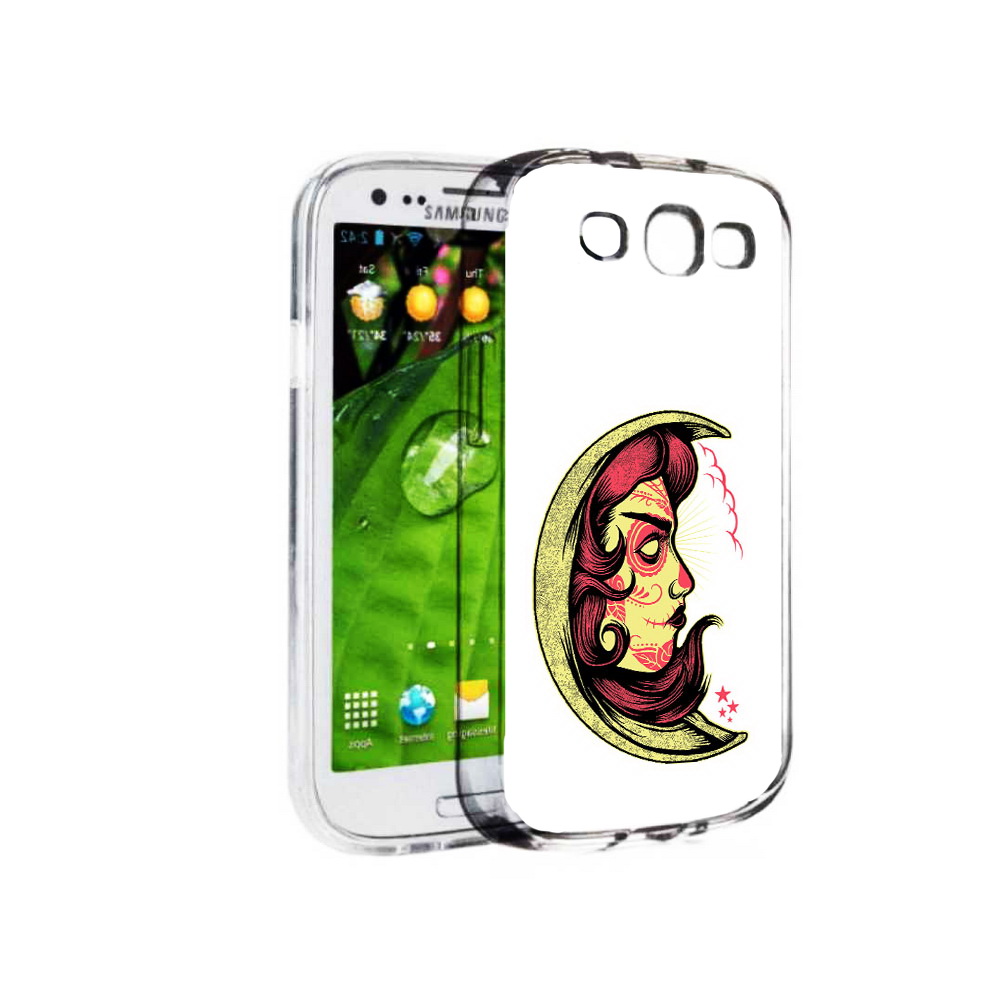 

Чехол MyPads Tocco для Samsung Galaxy S3 желтый полумесяц с лицом девушки, Прозрачный, Tocco