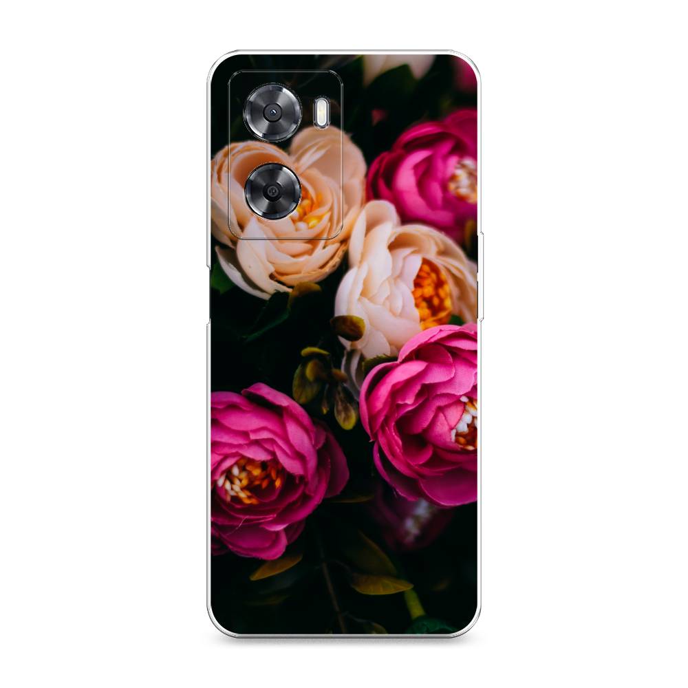 фото Чехол awog для oppo a77s 4g "розовые пионы на черном"