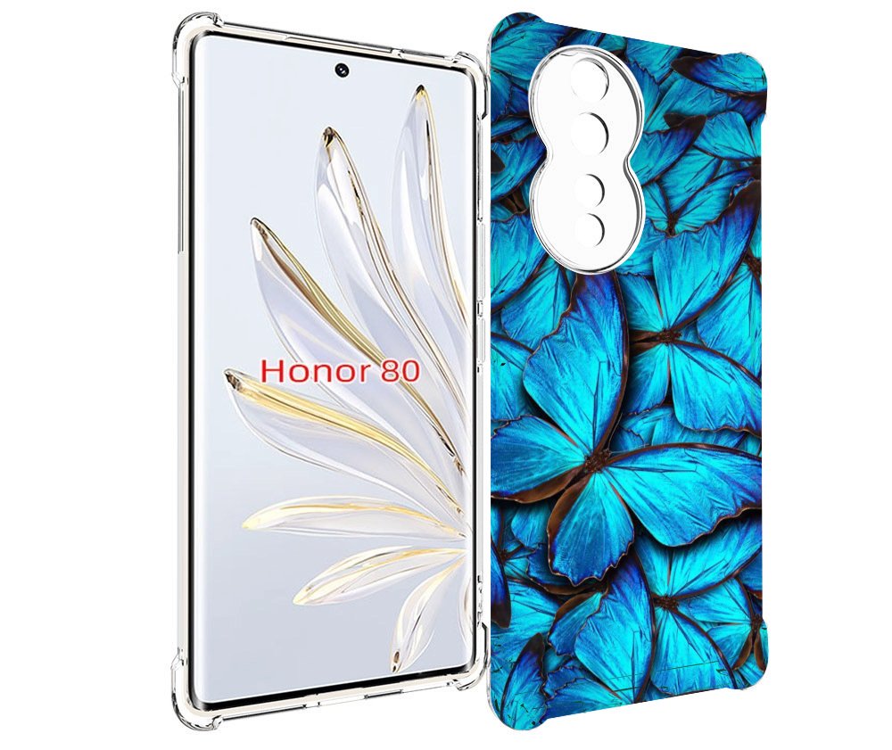 

Чехол MyPads бирюзовые бабочки для Honor 80, Прозрачный, Tocco