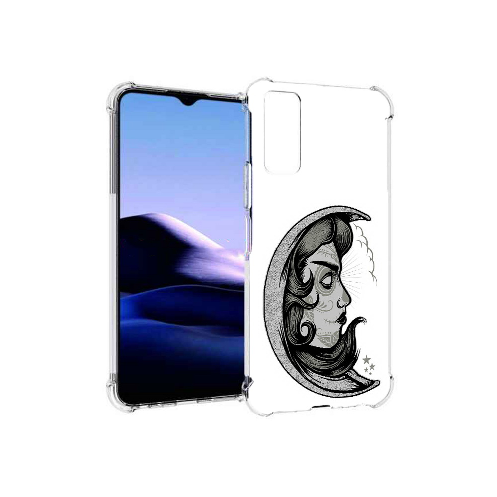 

Чехол MyPads Tocco для Vivo Y20 черно белая луна с лицом (PT154038.379.680), Прозрачный, Tocco