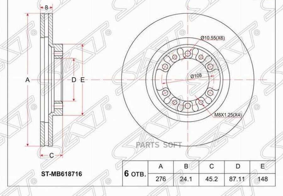 Диск тормозной перед mitsubishi pajero ii/sport/challenger v2#/3#/4#k9# 91-/delica/l200