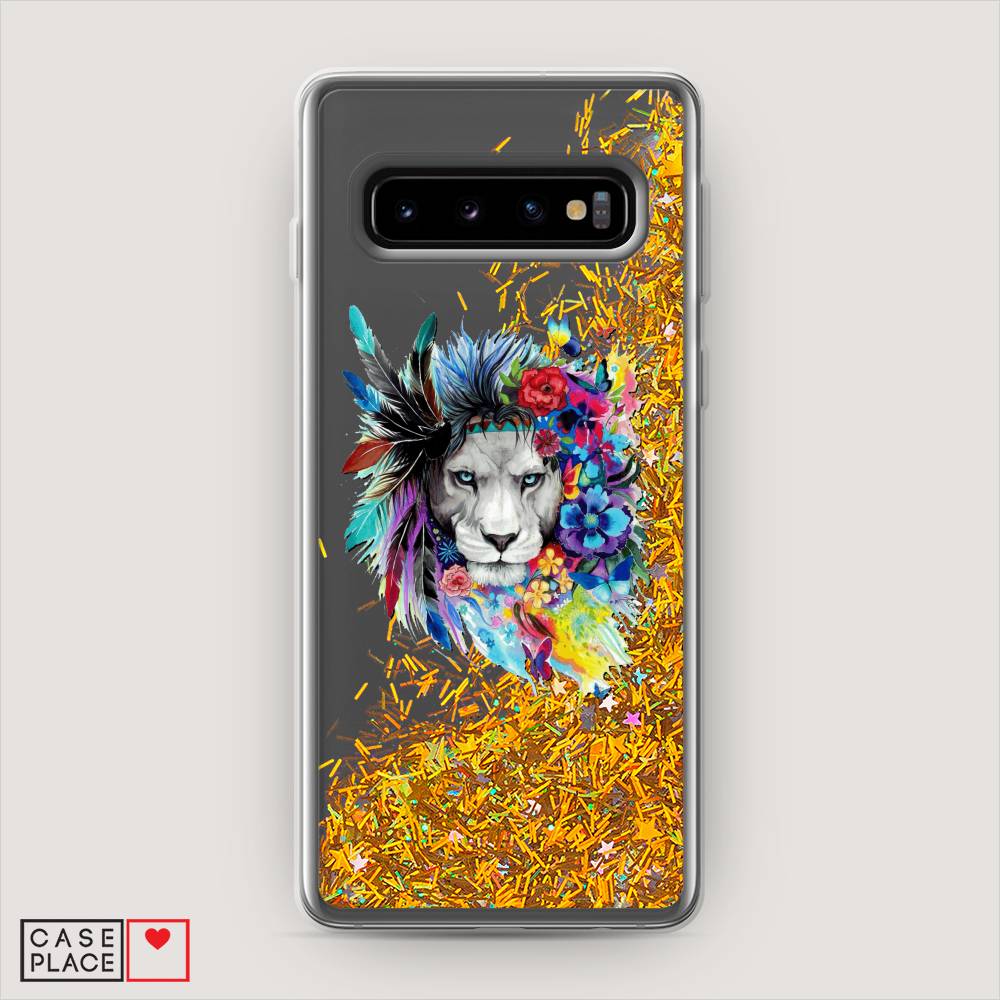 

Жидкий чехол с блестками "Гавайский лев" на Samsung Galaxy S10 +, 27190-1