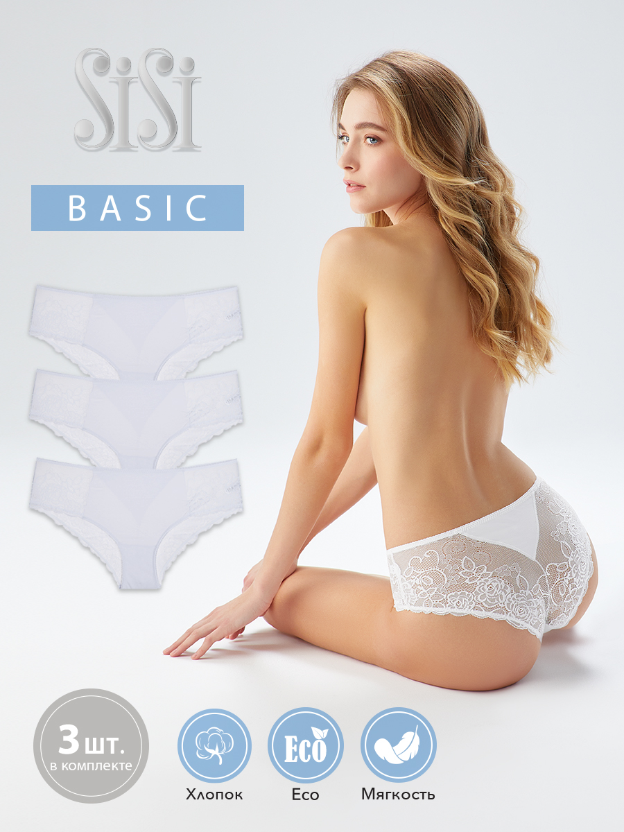 

Комплект трусов женских Sisi SI5505 Slip (спайка 3 штуки ) белых M, Белый, SI5505 Slip