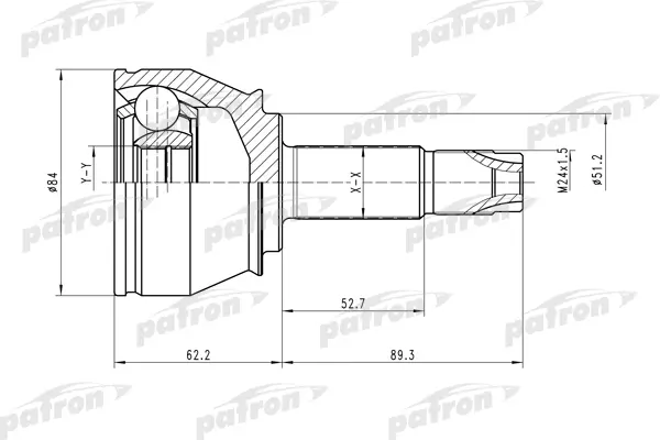 ШРУС наружн к-кт 25x51x24 FIAT: Doblo 01-, Strada 99- PATRON PCV1419