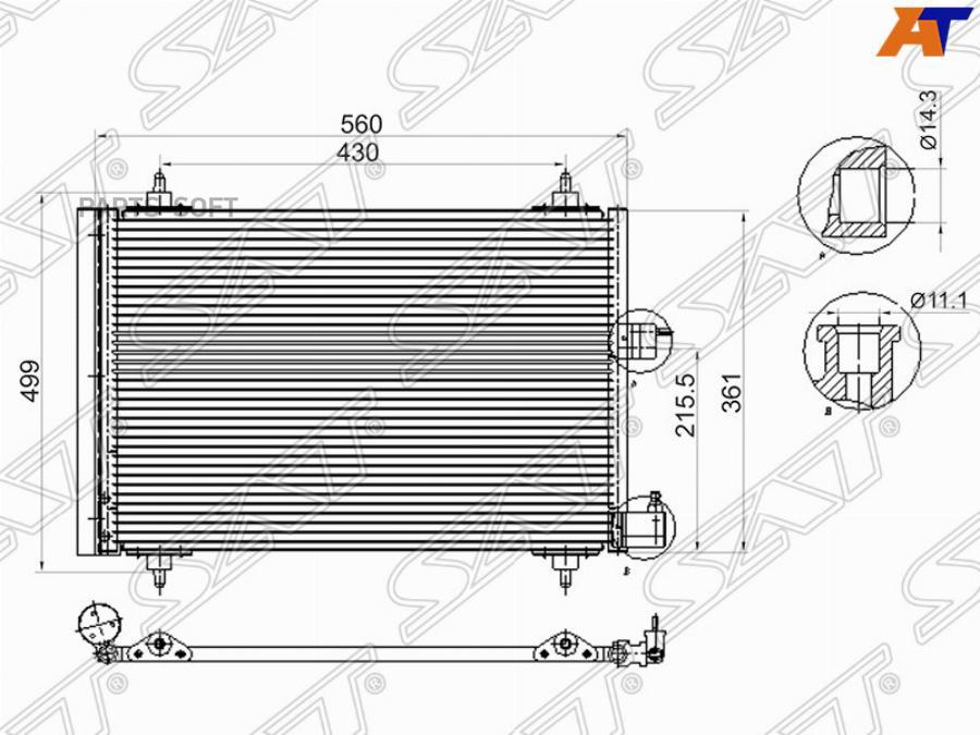 

SAT Радиатор кондиционера PEUGEOT PARTNERCITROEN BERLINGO 96-08 SAT STPG403940