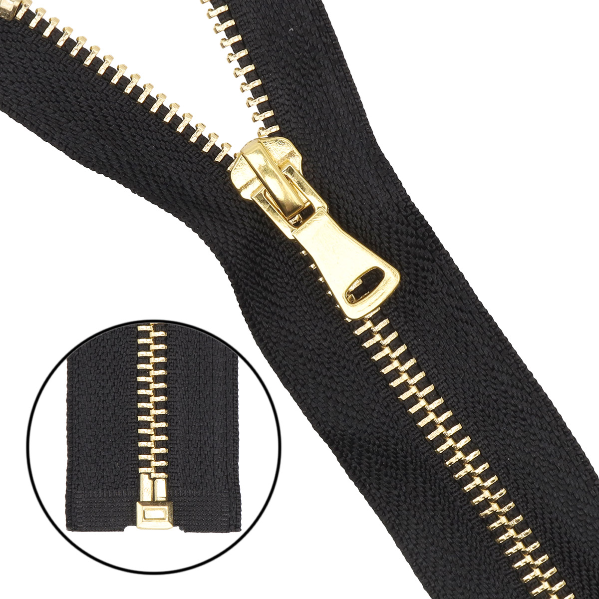 

Молния Айрис металл-золото, разъемная Т5 - 75см (580 черный), 5 шт