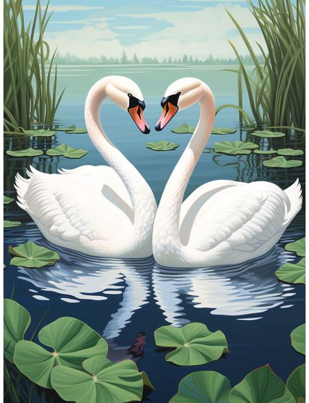 

Алмазная мозаика без подрамника Лебеди, 25x20 см, 40 цветов, 68707, РА-571