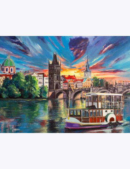 

Алмазная мозаика без подрамника Закат на реке, 50x40 см, 56941, РА-101