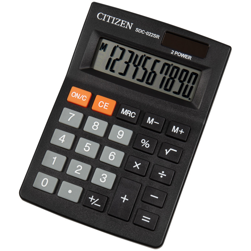 

Калькулятор настольный "Citizen SDC-022SR", 10 разрядов, 87x127x23 мм, черный