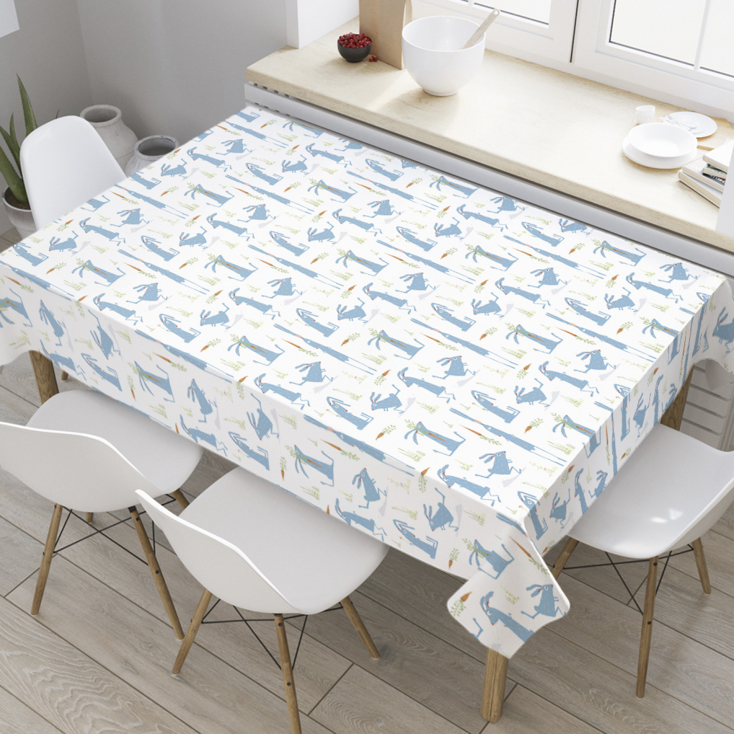 

Скатерть прямоугольная JoyArty "Заяц с морковкой" из сатена, 120x145 см, Оранжевый, Заяц с морковкой