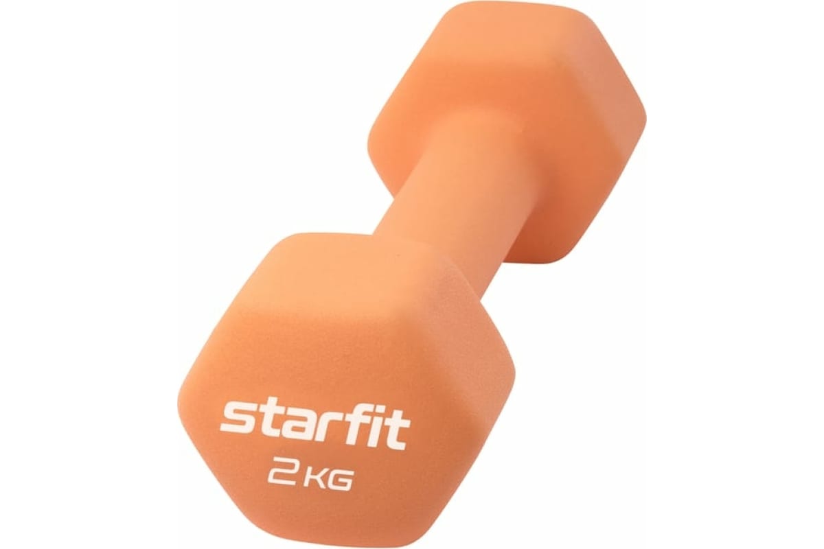 Гантель неопреновая Starfit DB-201 2 кг, оранжевый пастель