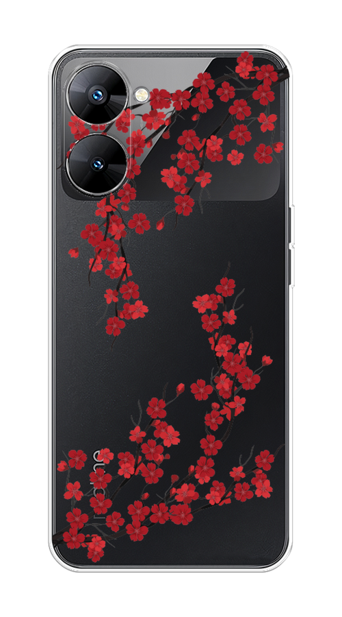 

Чехол на Realme V30 5G/V30T 5G "Красная сакура", Красный;черный, 2513450-2