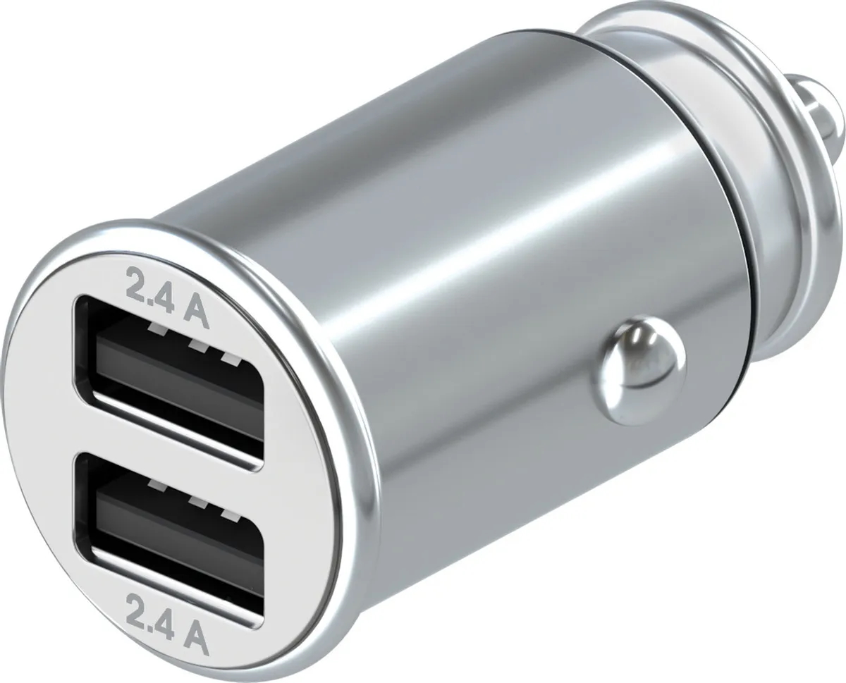 фото Зарядное устройство interstep metal: 2xusb, 24w, silver (is-cc-2usbmschg-000b201)