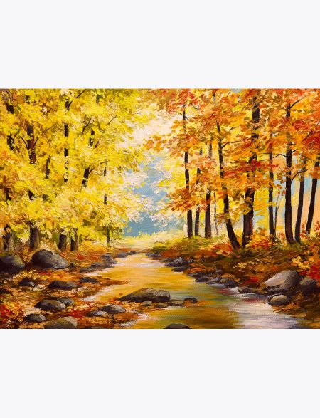 

Алмазная мозаика без подрамника Осенний лесной ручей, 50x40 см, 30 цветов, 56936, РА-100