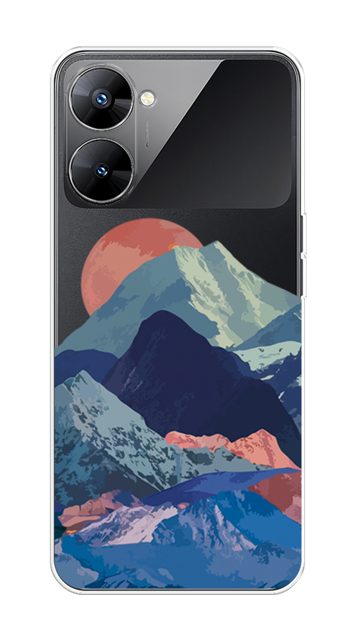 

Чехол на Realme V30 5G/V30T 5G "Закат в снежных горах", Бордовый;серый;голубой, 2513450-2