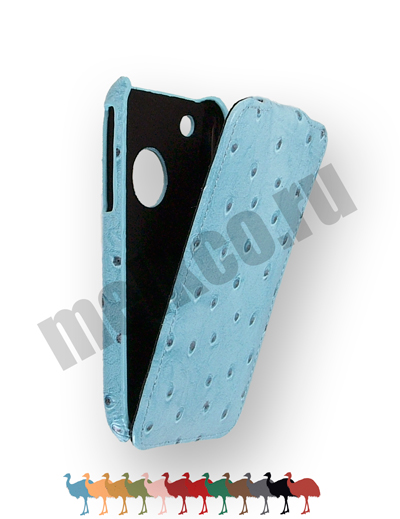 Кожаный чехол, страусиная кожа Melkco для Apple iPhone 3GS/3G - Jacka Type - голубой