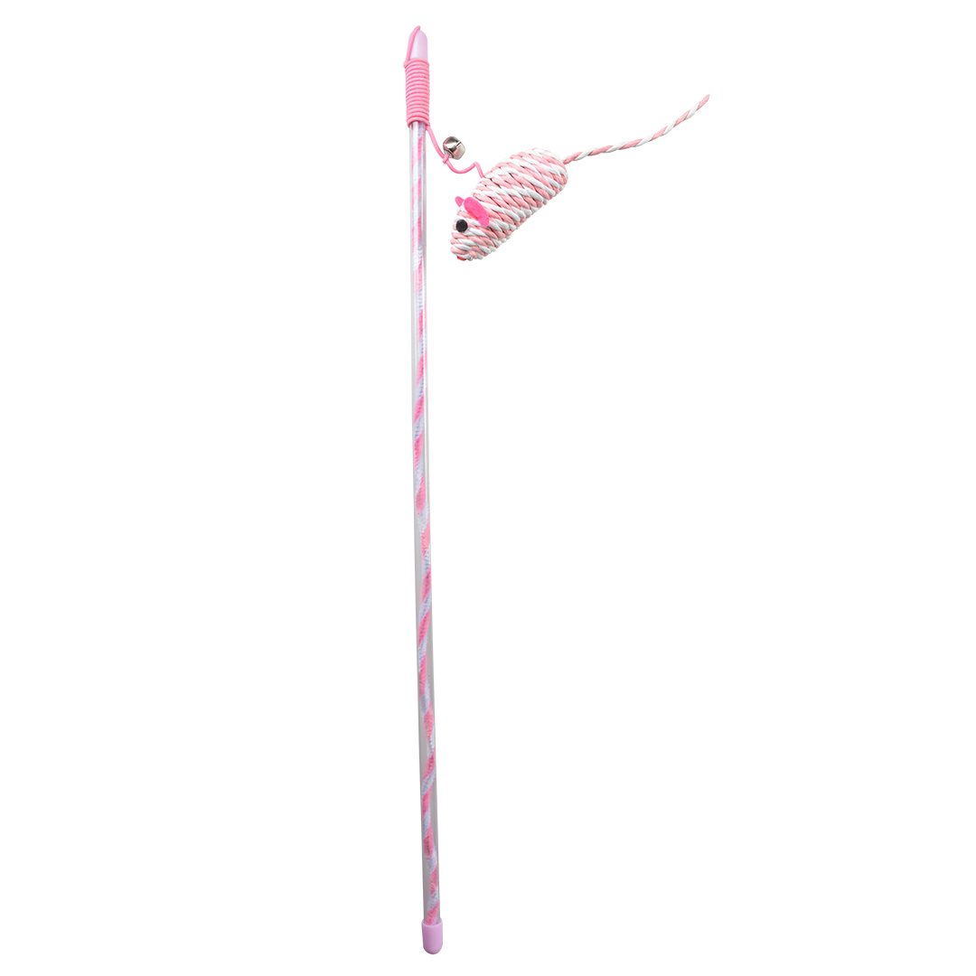 Дразнилка для кошек Duvo+ пластик, бумага, розовый, 47 см, 1 шт