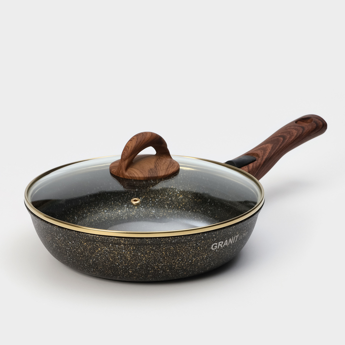 

Сковорода KUKMARA Granit, d=24 см, антипригарное покрытие, съёмная ручка, 10583458, Золотистый, Granit