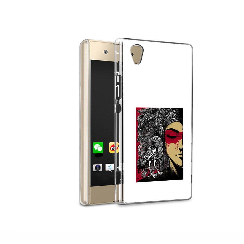 

Чехол MyPads Tocco для Sony Xperia XA1 Ultra девушка с вороном в абстракции, Прозрачный, Tocco