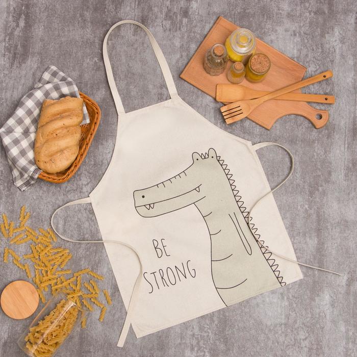 

Фартук Этель "Be Strong", 40x50 см, 50% п/э, 50% лён, Бежевый;черный;зеленый, Детские фартуки Этель