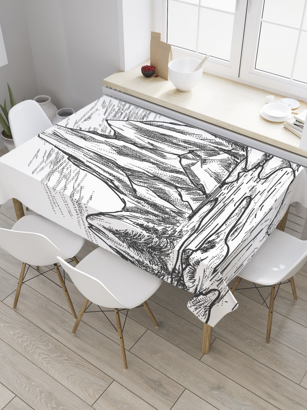 

Скатерть прямоугольная JoyArty "Пик горы над рекой" из сатена, 120x145 см, Серый, Пик горы над рекой