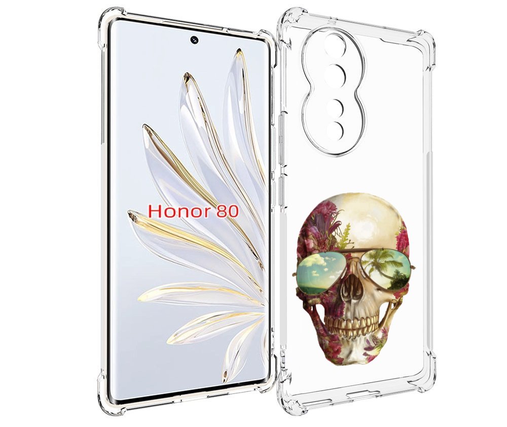 

Чехол MyPads Череп с очками для Honor 80, Прозрачный, Tocco