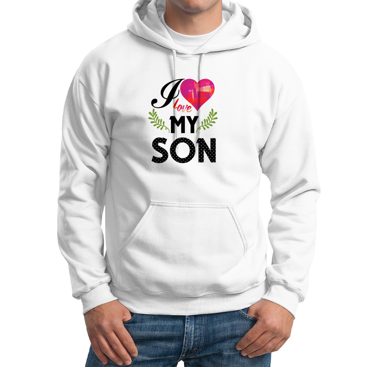 Худи унисекс CoolPodarok Прикол Семья I love my son Я люблю моего сына белое 46 RU