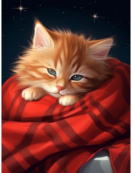 

Алмазная мозаика без подрамника Милый котёнок, 50x40 см, 50 цветов, 68634, РА-565