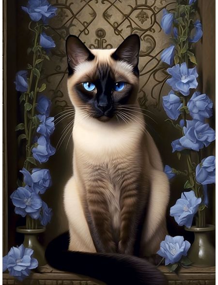 

Алмазная мозаика на подрамнике Сиамский котик, 40x30 см, 48 цветов, 68618, ПРА-564