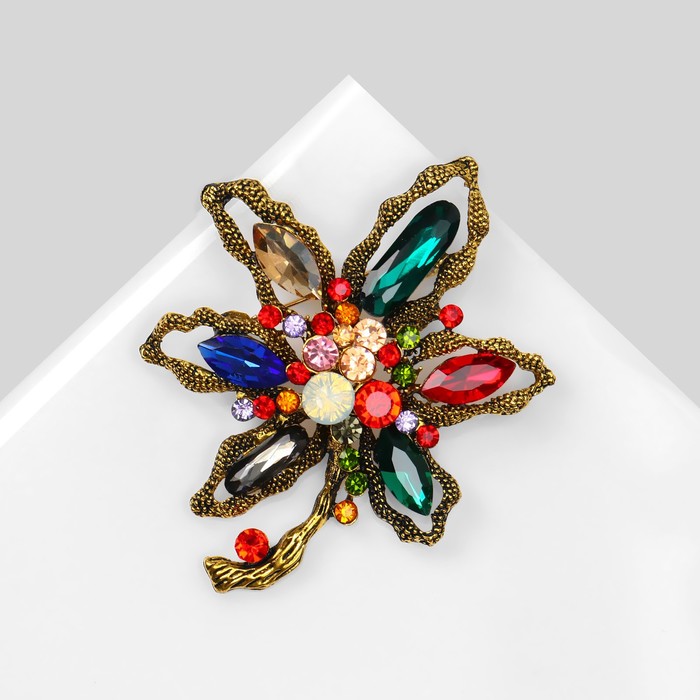 

Брошь из бижутерного сплава Queen Fair 9575051, стекло/стразы, 9575051